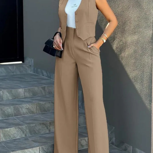Conjunto alfaiataria,calça wide lege colete .