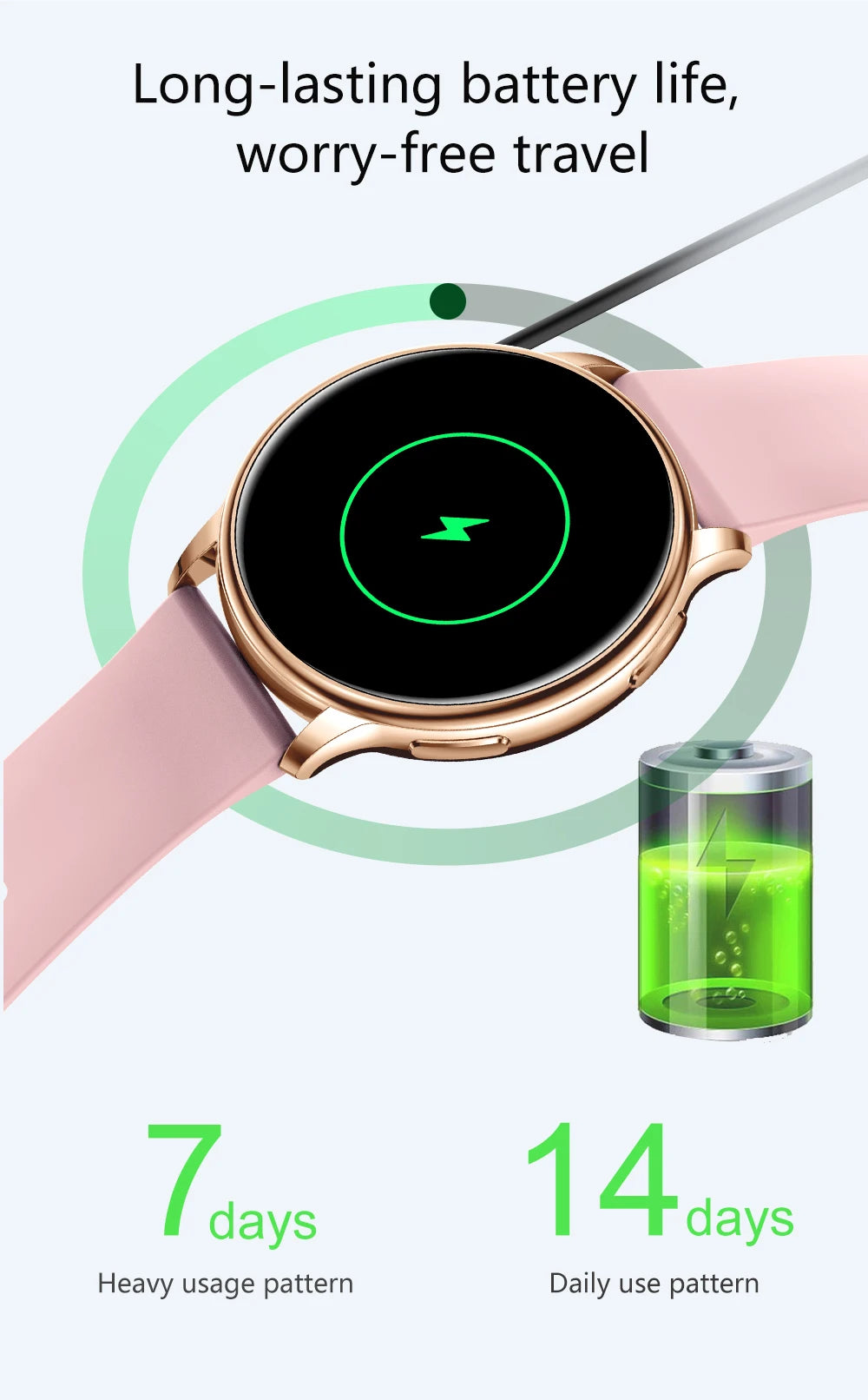Relógio com chamada inteligente  via Bluetooth para mulheres