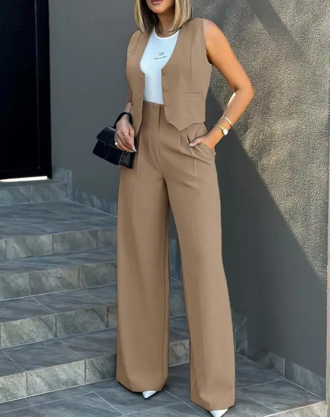 Conjunto alfaiataria,calça wide lege colete .