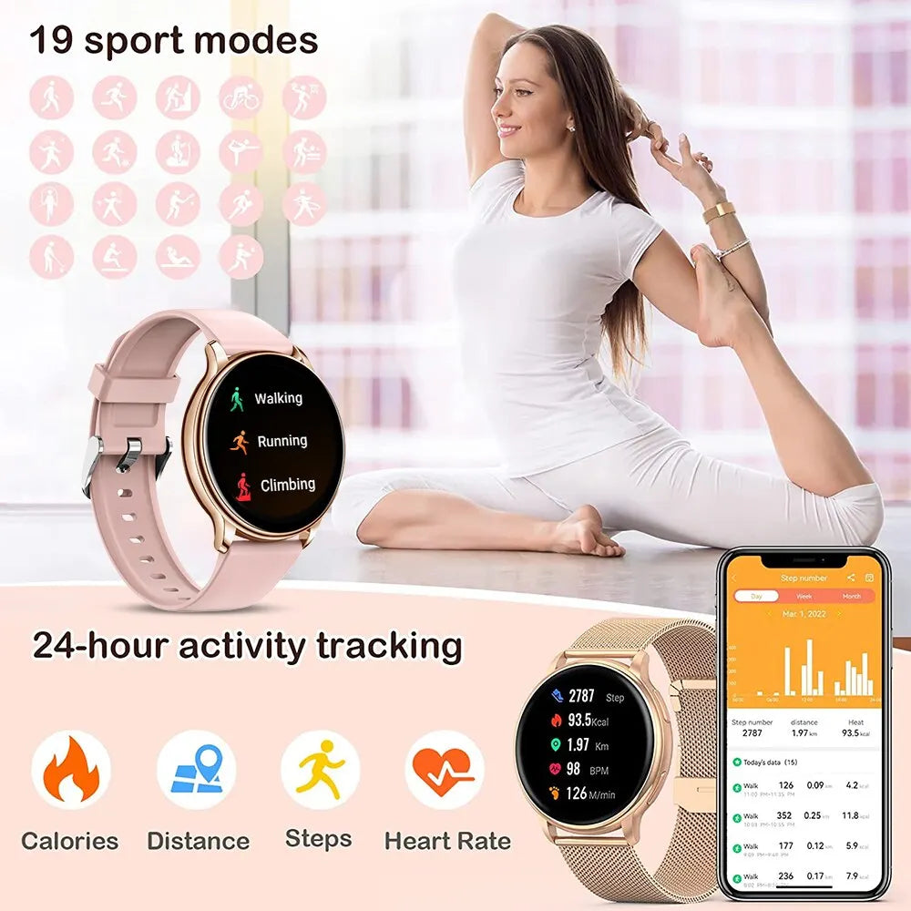 Relógio com chamada inteligente  via Bluetooth para mulheres