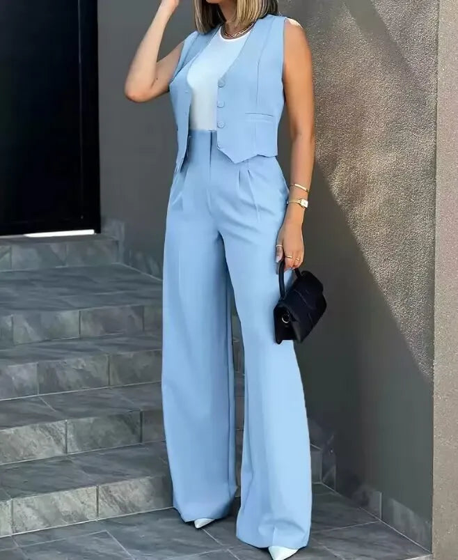 Conjunto alfaiataria,calça wide lege colete .