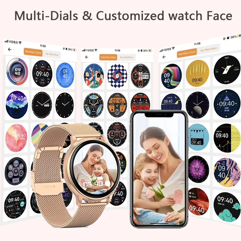 Relógio com chamada inteligente  via Bluetooth para mulheres