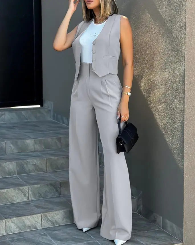 Conjunto alfaiataria,calça wide lege colete .