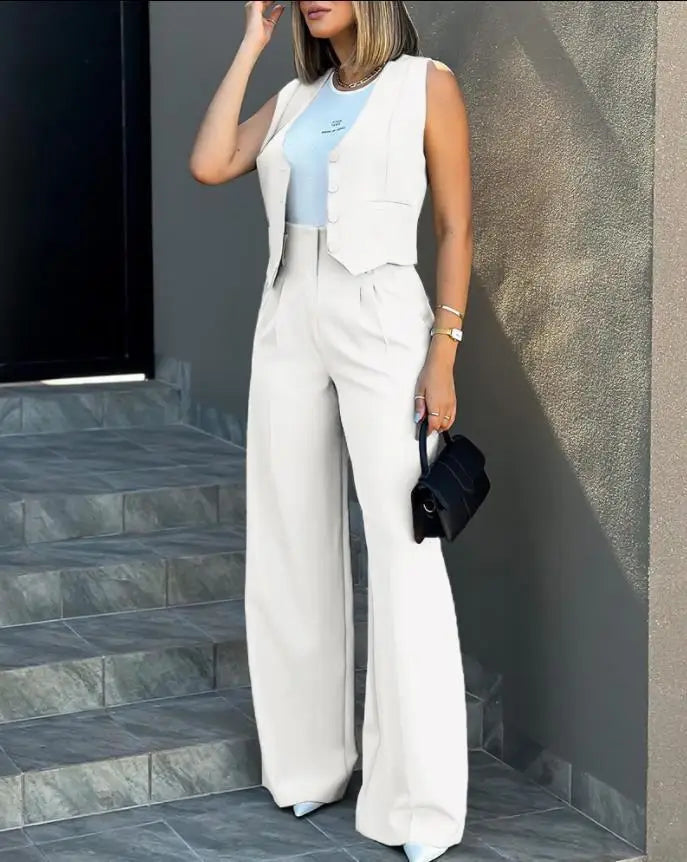 Conjunto alfaiataria,calça wide lege colete .