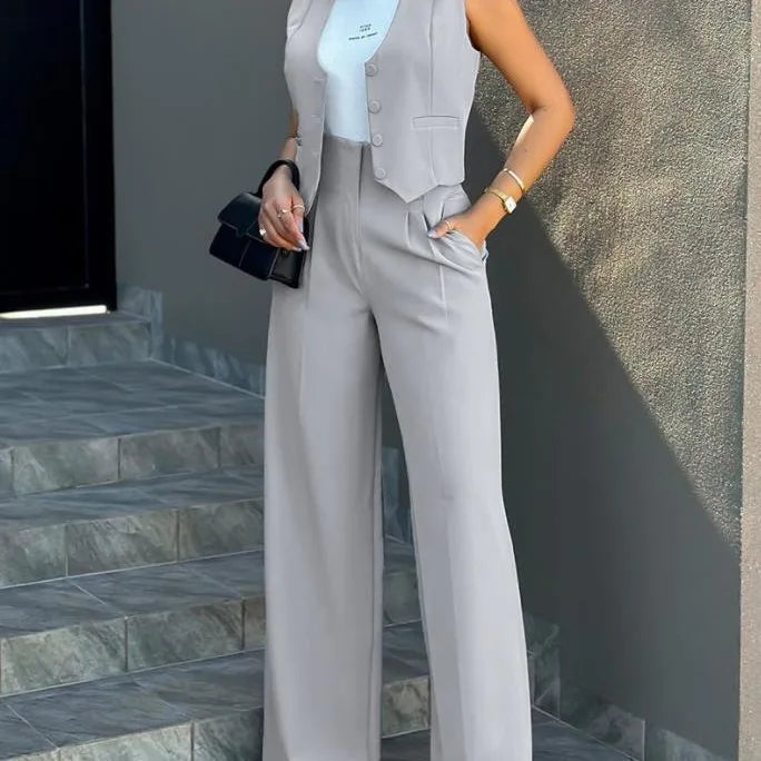 Conjunto alfaiataria,calça wide lege colete .