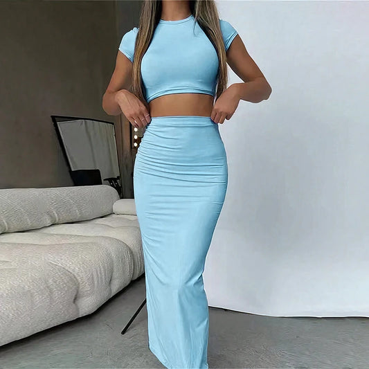 Conjunto  sexy, saia  longa   e cropped top curto, cintura alta modelo festa balada super sensual.