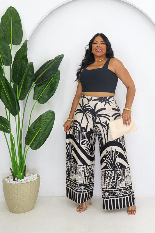Calça pantalona  tecido fluit  em 2  estampas .