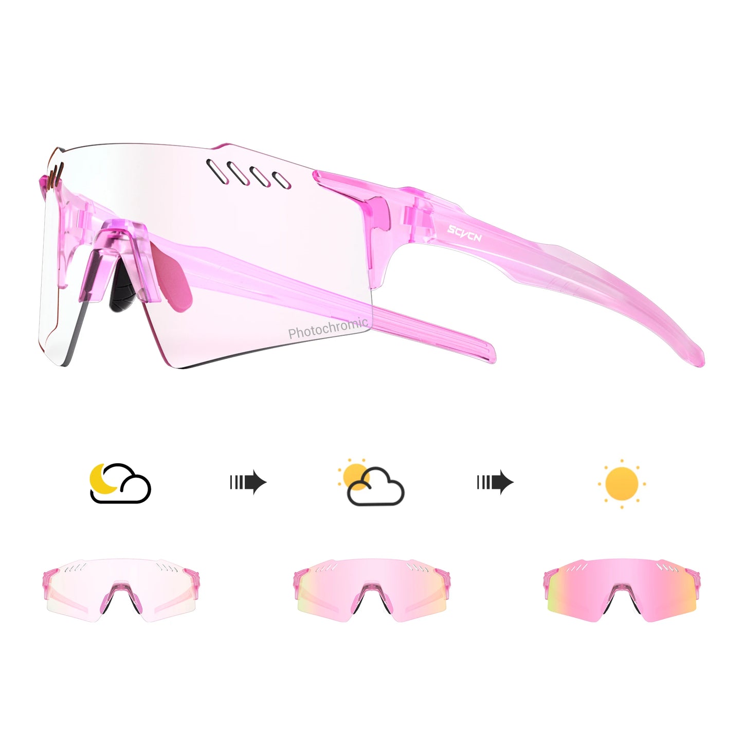 Óculos SCVCN Profissionais Fotocromáticos Red: Domine a Luz e o Pedal com Máximo Desempenho!