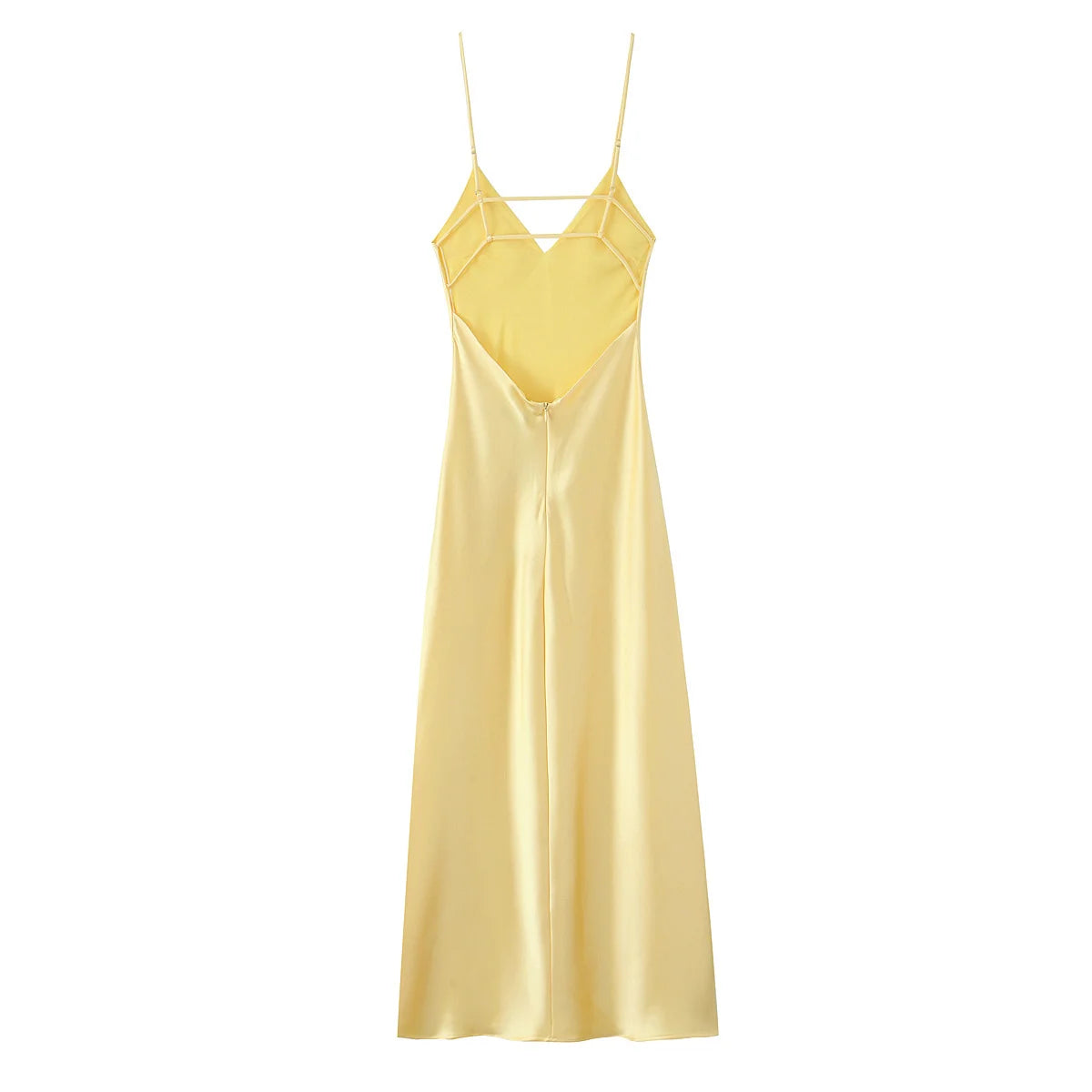 Vestido modelo sensual amarelo  decote nas costas longo pode ser usado em várias ocasiões .